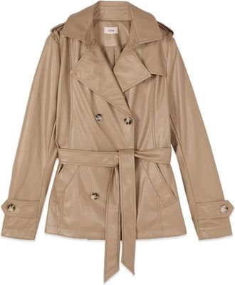 Oltre Korte double-breasted trenchcoat - Dames - Zomerjassen - Beige - S - Leer - Jassen