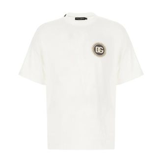 Dolce & Gabbana T-Shirts, male, White, Size: 2XL Logo T-shirt