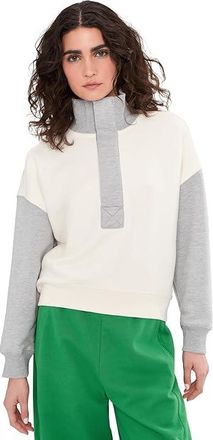 Free People Color-Block Timeless Pullover Womens Sweatshirt Heather Grey Combo : LG (Womens 12-14), Cotton/Elastane/Polyester