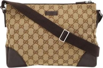 Gucci Pre-owned GG Canvas Shoulder Bag - Dames - Vintage Schoudertas - Beige - ONE Size - Leer - Vintage
