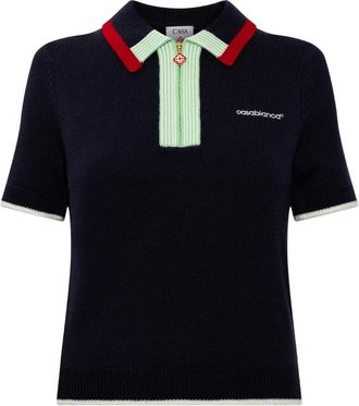 Casablanca Logo-embroidered Zip-up Polo Shirt