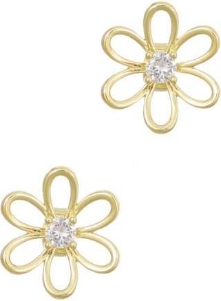 Adornia 14K Gold Plated Cubic Zirconia Flower Outline Stud Earrings at Nordstrom Rack
