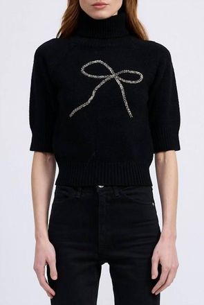 En Saison Merrill Embellished Sweater In Black Silver