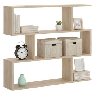Dmora Librer&iacute;a Dfanes, Librer&iacute;a Baja De Doble Cara, Estante Con Tres Compartimentos, Estante De Oficina Moderno, 110x24h97 Cm, Roble - Dmora