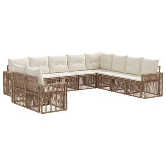 vidaXL Conjunto De Sof&aacute;s De Jard&iacute;n 10 Pcs Beige Y Blanco Crema Vidaxl