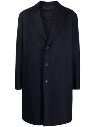 Canali single-breasted long coat - Blue