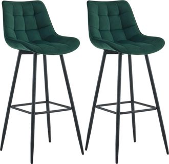 Clp Set De 2 Taburetes De Bar Dartford Verde Terciopelo