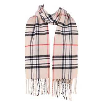 Hat To Socks Super Soft Classic Check Plaid Winter Scarf for Men and Women (Beige)