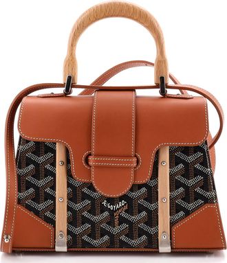 Goyard Structured Saigon Top Handle Bag Coated Canvas with Leather Mini