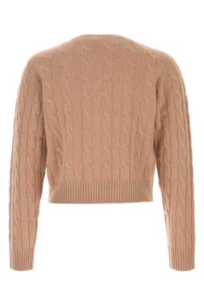 Sporty & Rich Mens Camel Cashmere Blend Cardigan Exterior: Wool Maglieria