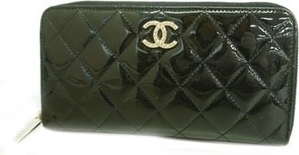 Chanel Black Patent Leather Long Wallet (Bi-Fold) (Pre-Owned)
