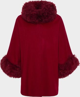 Gorski Cashmere & Wool Blend Cape with Select Lamb Shearling Trim
