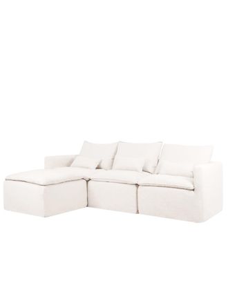 Deco Wood Sof&aacute; modular 3 plazas chaise longue izq desenfundable blanco 280x185cm