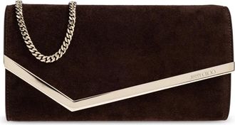 Jimmy Choo London Emmie Clutch - Dames - Clutches - Bruin - ONE Size - Su&egrave;de - Tassen