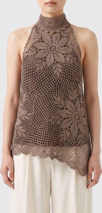 Magda Butrym Crochet Cotton Halterneck Top with a Turtleneck Design