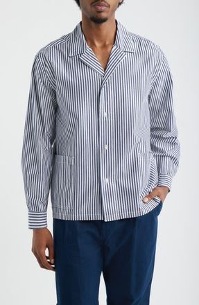 Service Works Waiter Stripe Poplin Button-Up shirt in Royal at Nordstrom, Size Xx-Large