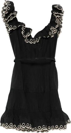 Zimmermann Abito corto con ricamo - Nero