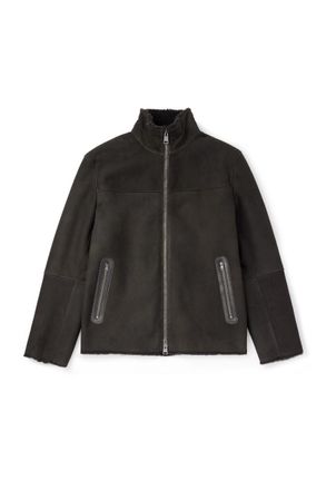 Herno Leather-Trimmed Panelled Shearling Jacket