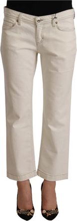 Dolce & Gabbana Stijlvolle Off White Flared Cropped Denim Jeans - Dames - Cropped Jeans - Wit - W29 - Denim - Jeans