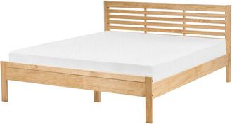 Beliani Cama De Madera Clara 160 X 200 Cm Cabecero De Listones Carnac