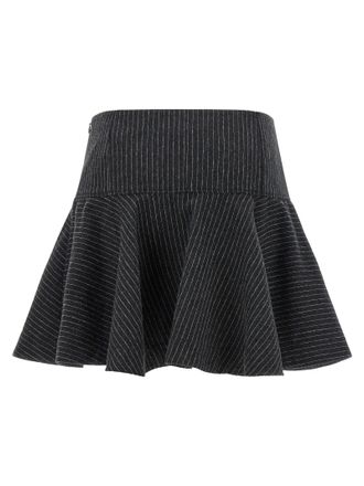 Ganni Pinstriped Flannel Skirt - Charcoal