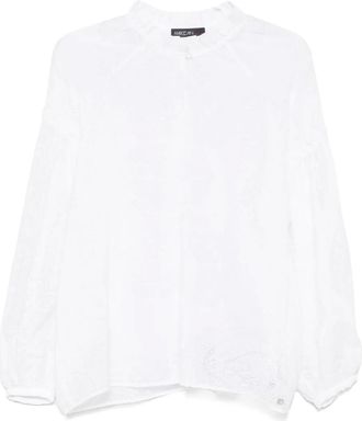 Marc Cain Blusa con motivo foglie - Bianco