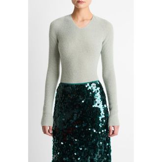 Vince Metallic Sweater in Light Aloe Stone Metallic at Nordstrom, Size Xx-Small