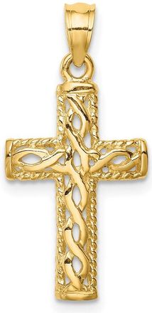 Diamond2Deal 14k Yellow Gold Polished Braided Cross Pendant