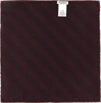 Brunello Cucinelli Silk Chevron Jacquard Pocket Square - Red