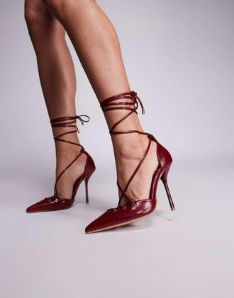 Simmi London Simmi London - Onix - Scarpe a punta rosse con tacco e allacciatura sulla gamba-Rosso