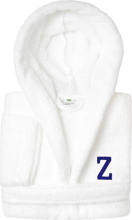 Linum Home Textiles Personalized Linum Kids Large Super Plush Hooded Bathrobe With Navy Bookman Font (Monogrammed A-Z)