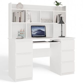 Topeshop Kuba Desk With Hutch White Home Office Desk With Storage