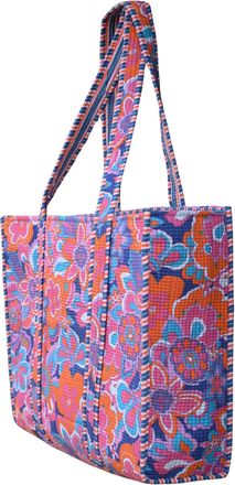 Generic Block Print Floral Quilted Tote Bag for Women - Cotton Eco Friendly Shoulder Bag for Beach & Travel