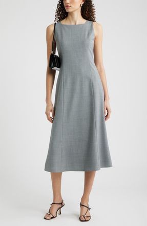 Nordstrom Square Neck Sleeveless Wool Blend Midi Dress in Grey Heather at Nordstrom, Size Xx-Large