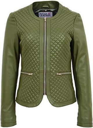 Veste Motard Femme En Cuir Nappa Véritable - Fermeture éclair Croisée, Matelassée, Coupe Ajustée