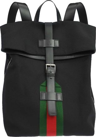 Gucci Web Fold Over Techno Canvas Black Cloth Backpack Bag (Pre-Owned)