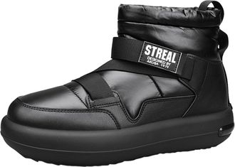 Generic Mens Winter Fashion Warm And Thickened Boots Thick Soled Slip On Boots (Black, 5.5)