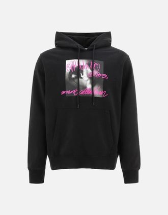 Off-white Mens Off-White Tornado Type Design Slim Fit Black Hoodie - Size: 36