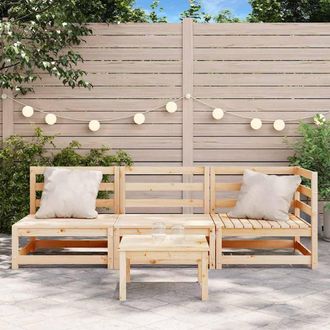 Berkfield Home Garden Sofa 3-Seater Solid Wood Pine in Natural