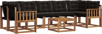 vidaXL Conjunto De Sof&aacute;s De Exterior 8 Uds. Natural Y Negro Vidaxl
