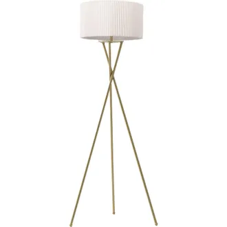 Brightech Jaxon Pleated 60 Smart Home Compatible LED Twisted Tripod Floor Lamp, Bulb Included in Polished Gold at Nordstrom