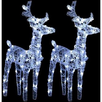 vidaXL Renos de Navidad 2 unidades 80 LED blanco frío acrílico vidaXL