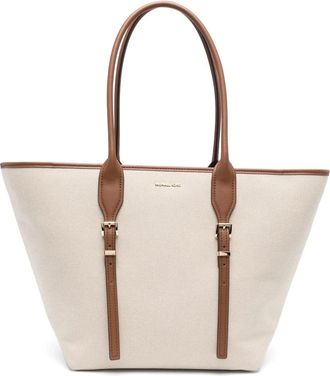 Michael Kors Stijlvolle LG Buckle Tote Tas - Dames - Shoppers - Beige - ONE Size - Katoen - Tassen