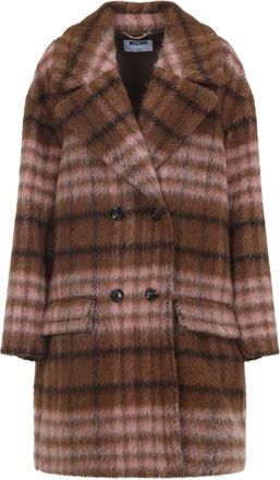 Moschino Womens Check Coat - Brown Wool - Size EU 34 (Womens)