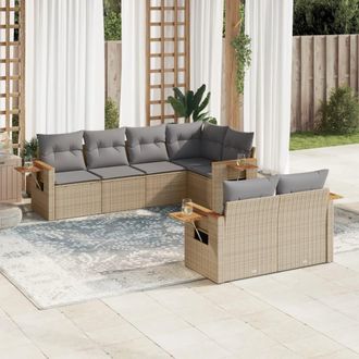 vidaXL Set De Sof&aacute;s De Jard&iacute;n 7 Piezas Con Cojines Rat&aacute;n Pe Gris Vidaxl