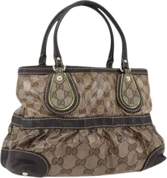 Gucci Pre-owned Handbags, female, Beige, Size: ONE SIZE Pre-owned Canvas Handbag