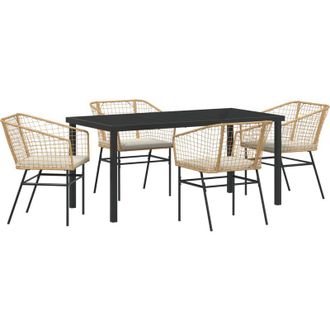 vidaXL Vidaxl - Conjunto De Comedor De Jard&iacute;n 5 Pcs Marr&oacute;n Rat&aacute;n Sint&eacute;tico