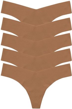 Commando Classic Solid Thong 5-Pack in Caramel at Nordstrom, Size Large/x-Large