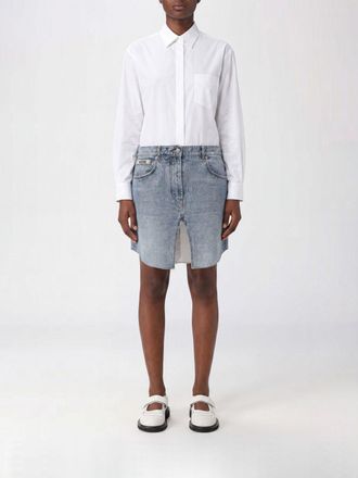 Moschino Bicolor Denim Long-Sleeved Mini Shirt Dress