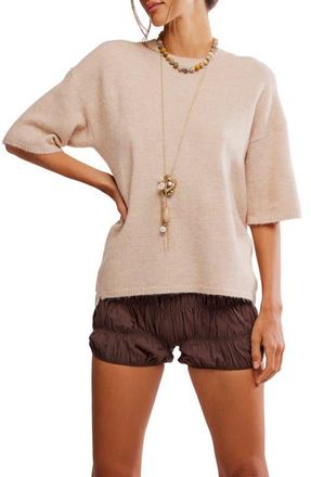 Free People Margot Oversize Short Sleeve Sweater in Pearl Melange at Nordstrom, Size Small